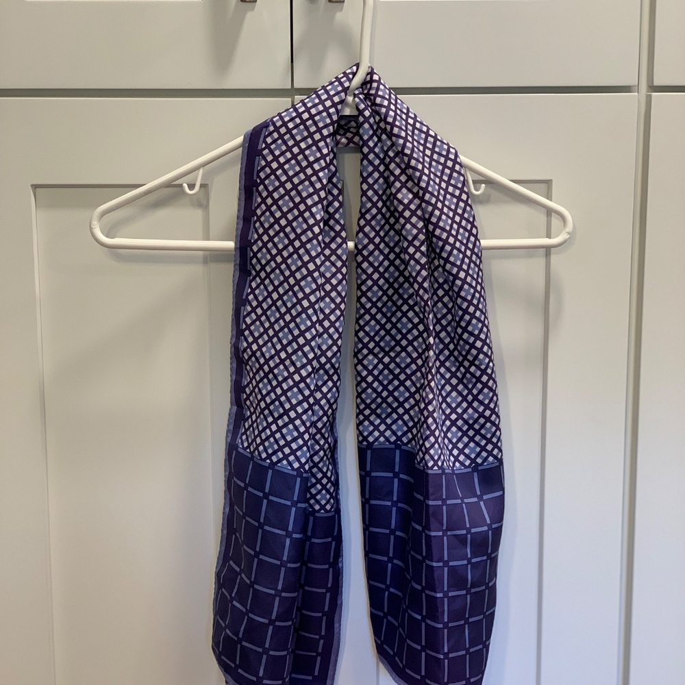 VTG Rectangular Fashion Scarf Blue-Purple White Acetate Retro Accessories - Picture 4 of 4